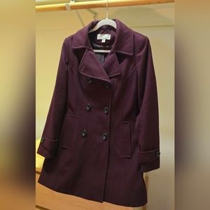 Anne Klein Wool Blend Merlot Peacoat
